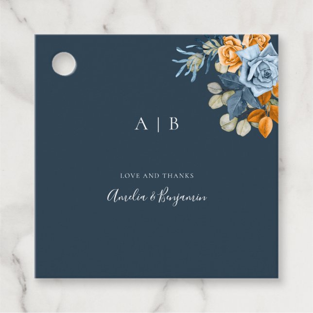 Étiquettes Cadeau Rustique Terracotta Marine Blue Rust Merci Mariage (Devant)