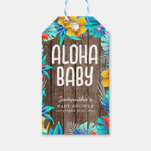 Étiquettes-cadeau Rustique Tropical Palm Feuilles Baby shower Aloha