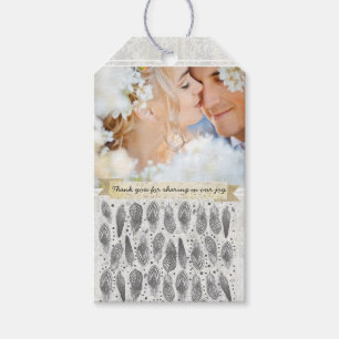 Étiquettes-cadeau Rustique Votre Photo Modèle Vintage Damask