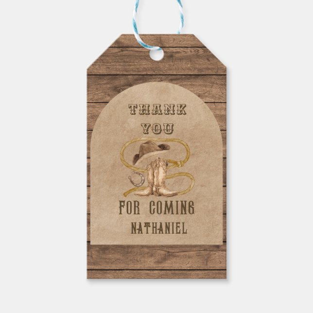 Étiquettes-cadeau Rustique western cowboy vous êtes recherché (Devant)