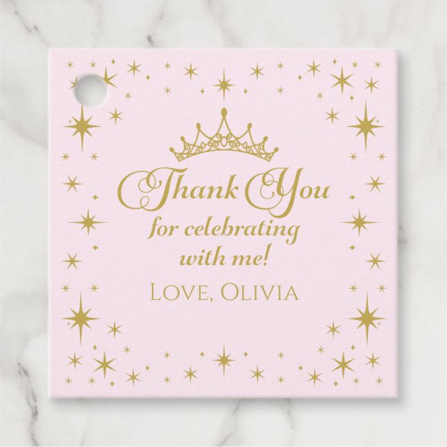 Étiquettes Cadeau Sa Royal Fiveness Gold Princess 5e anniversaire (Devant)