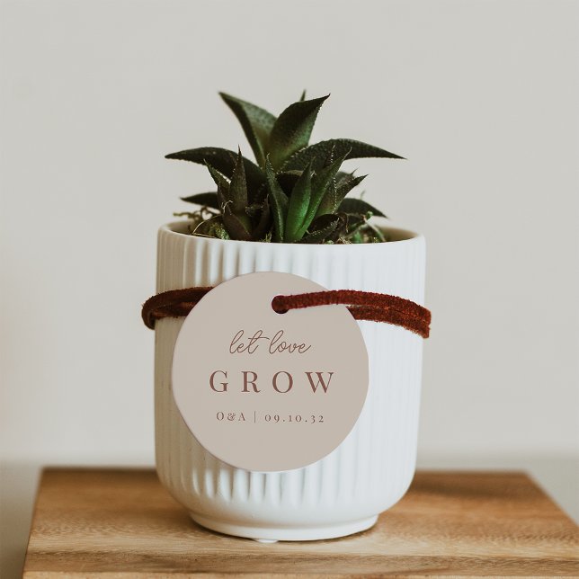 Étiquettes Cadeau Sable et rouille | Laisser l'amour grandir Plante  (Créateur téléchargé)