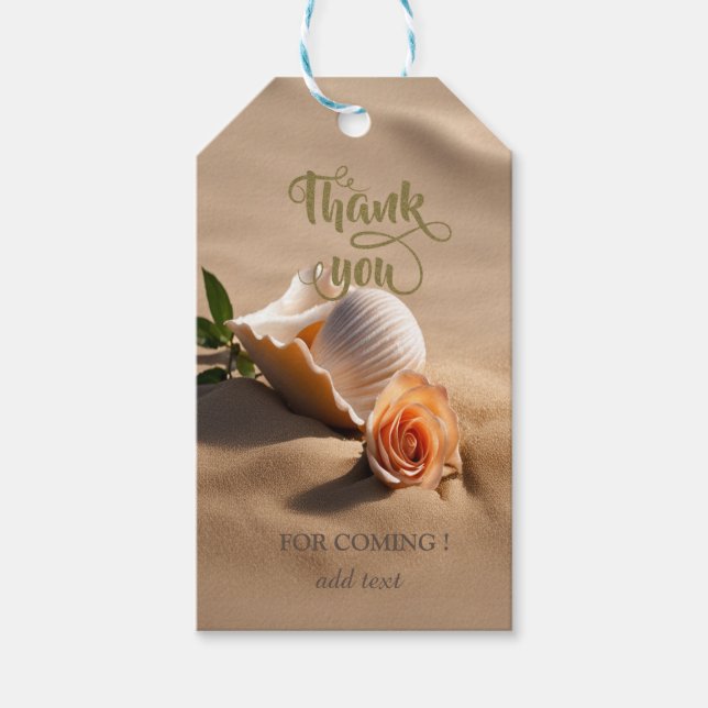 Étiquettes-cadeau Sable Rose Coquillages (Devant)
