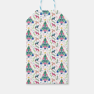 Étiquettes-cadeau Sac cadeau d'arbre de Noël d'art populaire scandin