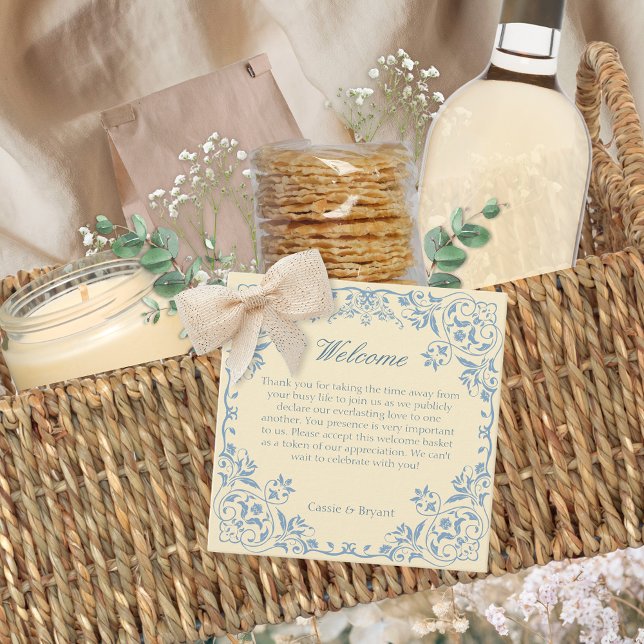 Étiquettes Cadeau Sac Cadeau de Bienvenue Jaune Beurre Élégant pour  (Elegant butter yellow welcome basket gift tags for wedding guest favors and bride and groom gift tag)