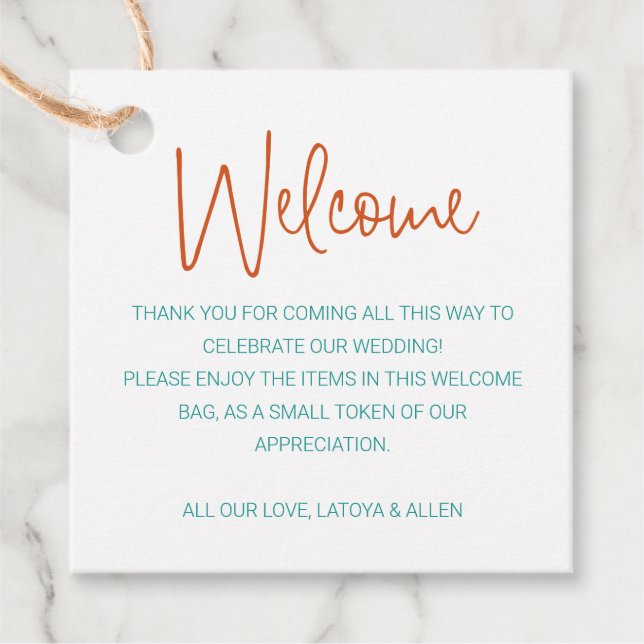 Étiquettes Cadeau Sac cadeau de bienvenue pour Mariage d'écriture ma (Devant)