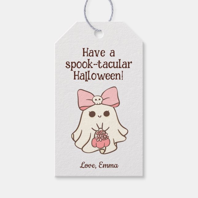 Étiquettes-cadeau Sac-cadeau de Halloween à traiter ou à offrir en f (Devant)