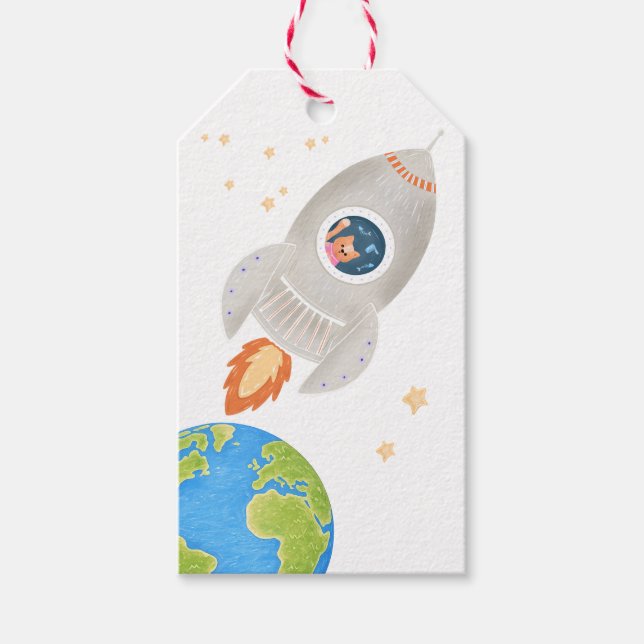 Étiquettes-cadeau Sac Cadeau Espace (Devant)