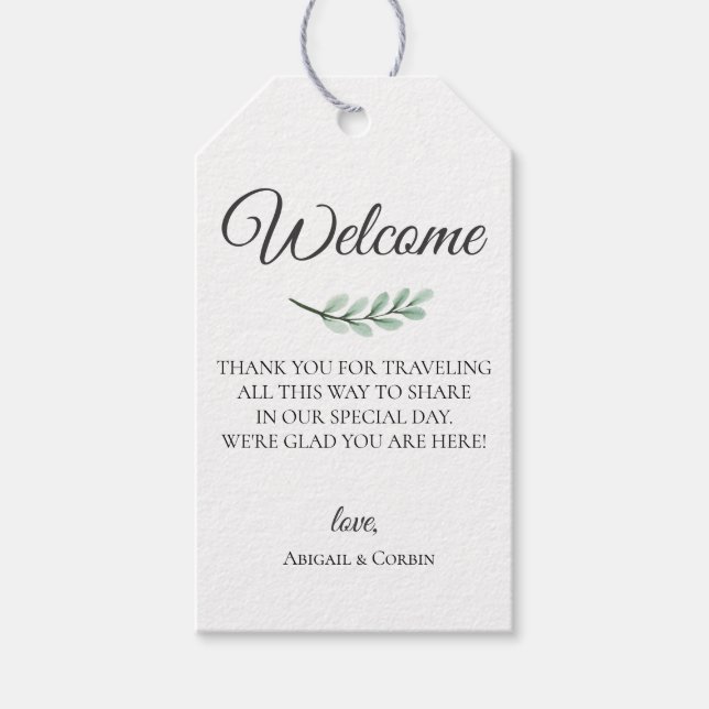 Étiquettes-cadeau Sac d'accueil Mariage de la branche Eucalyptus (Devant)