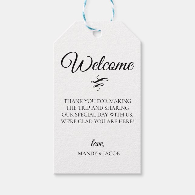 Étiquettes-cadeau Sac d'accueil Mariage simple et élégant (Devant)