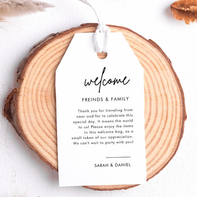 Étiquettes-cadeau Sac d'accueil minimaliste Mariage (Créateur téléchargé)