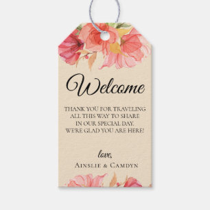 Étiquettes-cadeau Sac de bienvenue au Mariage de champagne floral