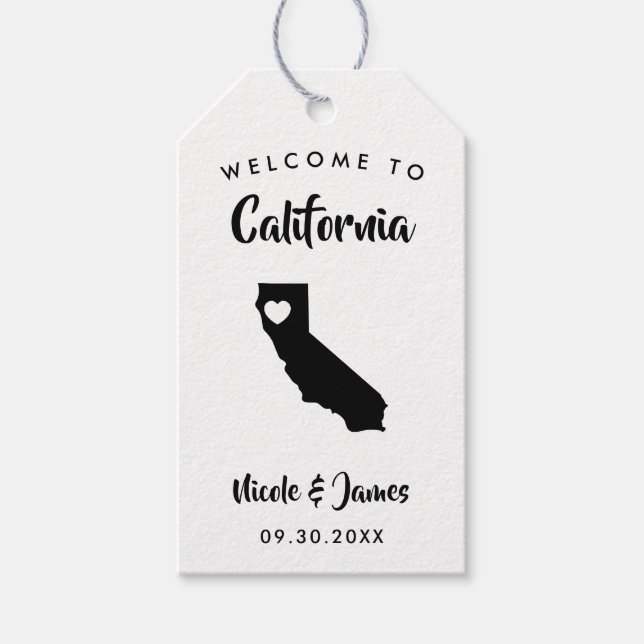 Étiquettes-cadeau Sac de bienvenue du Mariage de Californie (Devant)