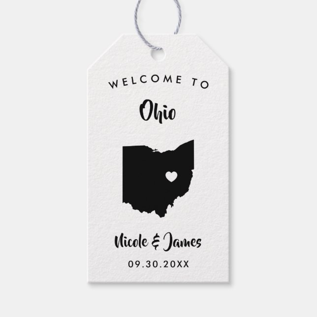 Étiquettes-cadeau Sac de bienvenue Mariage Ohio, Carte (Devant)