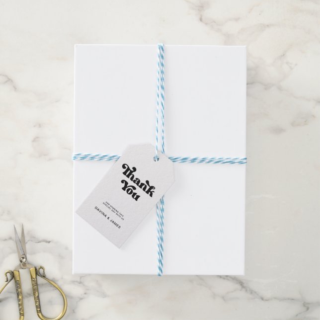 Étiquettes-cadeau Sac de faveur de mariage noir et blanc rétro éléga (Avec de laficelle)