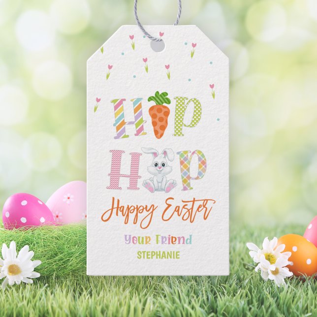 Étiquettes-cadeau Sac de traitement de Pâques de lapin Hip Hop (Hip Hop Bunny Easter Cute Treat Bag Gift Tags)