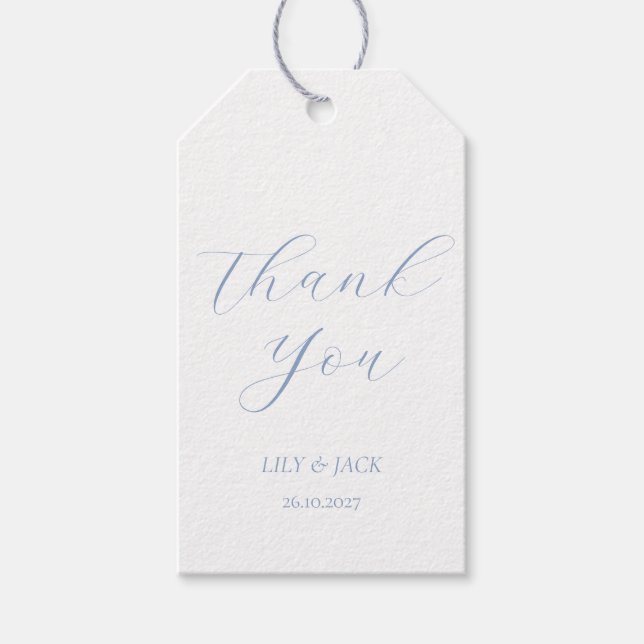 Étiquettes-cadeau Sac Mariage bleu et blanc Dusty Favor (Devant)