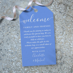 Étiquettes-cadeau Sac panier de bienvenue cadeau de mariage bleu bar