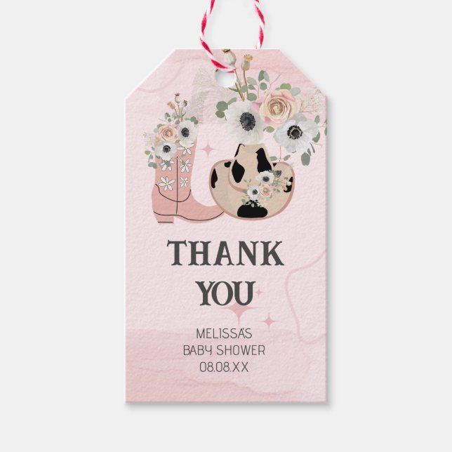 Étiquettes-cadeau Saddup Western Cowgirl Theme Merci (Devant)