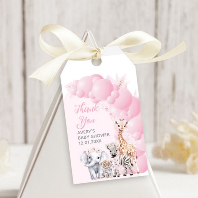 Étiquettes-cadeau Safari animal Blush rose Boho bébé fille douche (Créateur téléchargé)