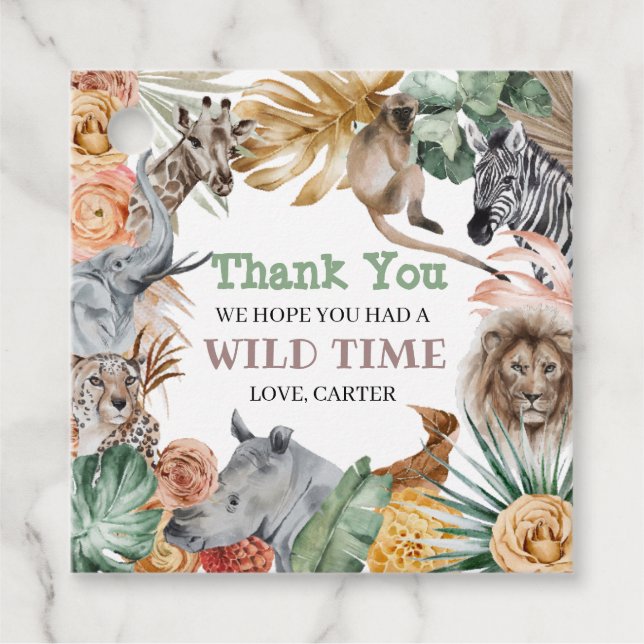 Étiquettes Cadeau Safari animal Boho (Devant)