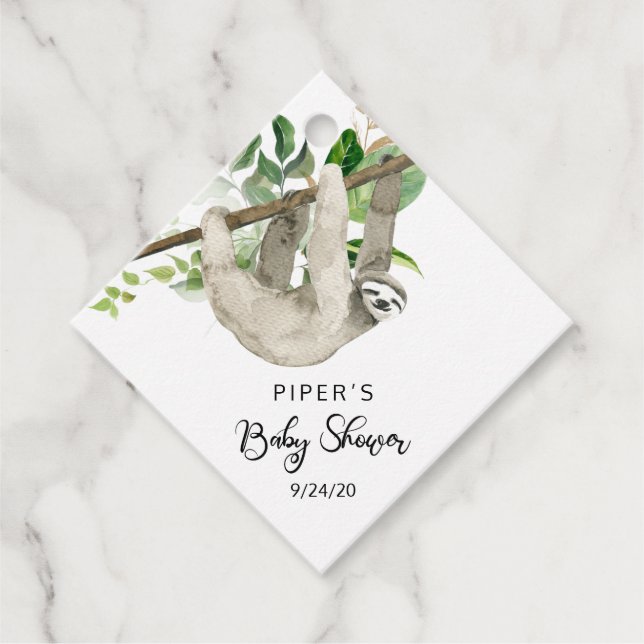 Étiquettes Cadeau Safari Animal Sloth Baby shower Merci (Devant)