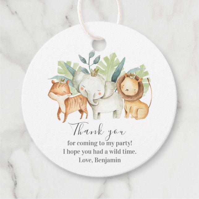 Étiquettes Cadeau Safari Animaux Baby shower I Birthday Circle (Devant)