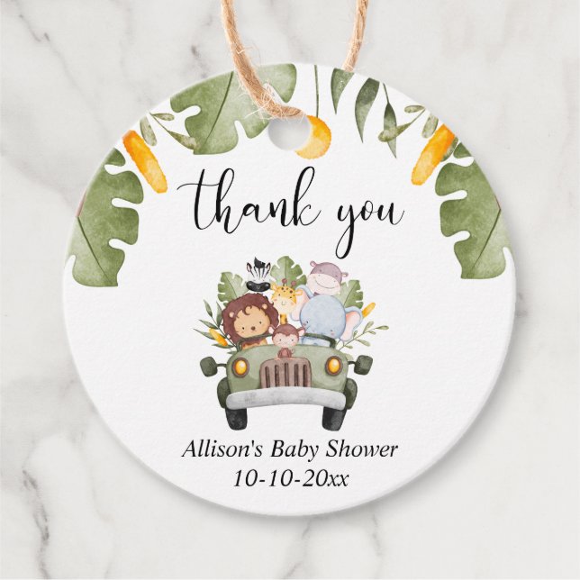 Étiquettes Cadeau Safari animaux jungle thème wild one (Devant)