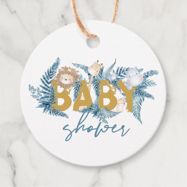 Étiquettes Cadeau Safari Animaux Mignonnes Faveurs Baby shower (Devant)