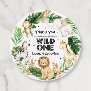 Étiquettes Cadeau Safari Animaux Wild Un 1er Décor de fête d'anniver