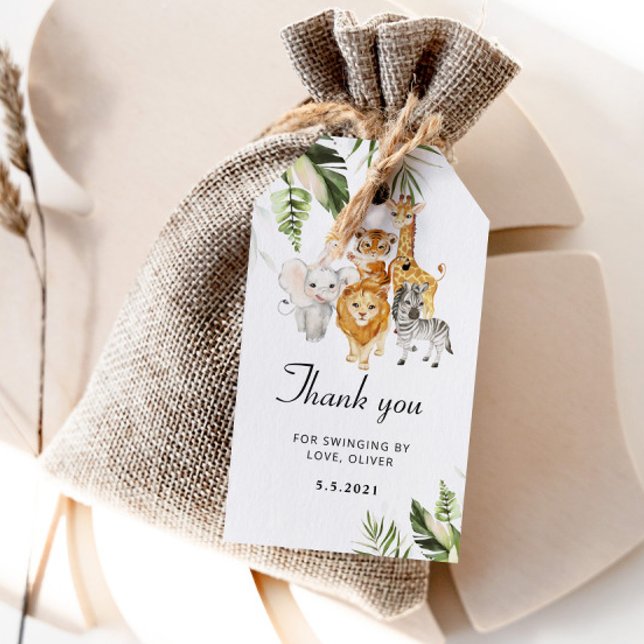 Étiquettes-cadeau Safari anniversaire merci tag (Créateur téléchargé)