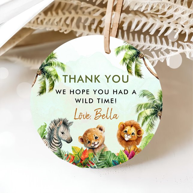 Étiquettes Cadeau Safari de la Jungle tropicale Animaux Anniversaire (Créateur téléchargé)
