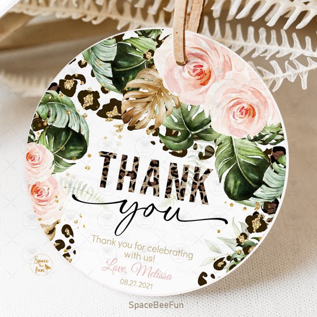 Étiquettes Cadeau Safari Empreinte de léopard Anniversaire Favoriser (safari leopard favor tags, jungle theme favor tags, leopard print birthday tags, animal print favor )