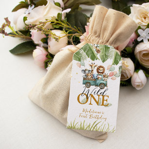 Étiquettes-cadeau Safari Jungle Merci sauvage Un 1er anniversaire