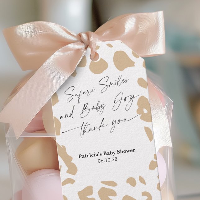 Étiquettes-cadeau Safari poster de animal Baby shower moderne Favori (Animal Print, Gender Neutral Baby Shower Favor Thank You Tag)