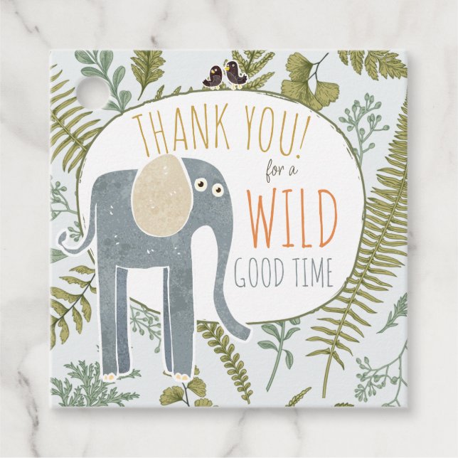 Étiquettes Cadeau Safari sauvage Jungle Animaux Baby shower botaniqu (Devant)
