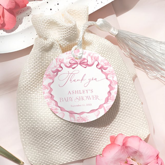 Étiquettes Cadeau Safari Toile rose Baby shower animal Merci Favoris (Créateur téléchargé)