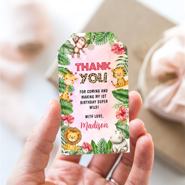 Étiquettes-cadeau Safari Wild One 1er anniversaire (Créateur téléchargé)