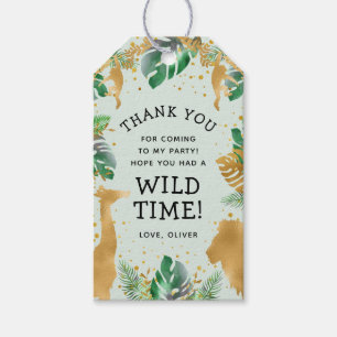 Étiquettes-cadeau Safari Wild One 1er Anniversaire Pastel Vert Or