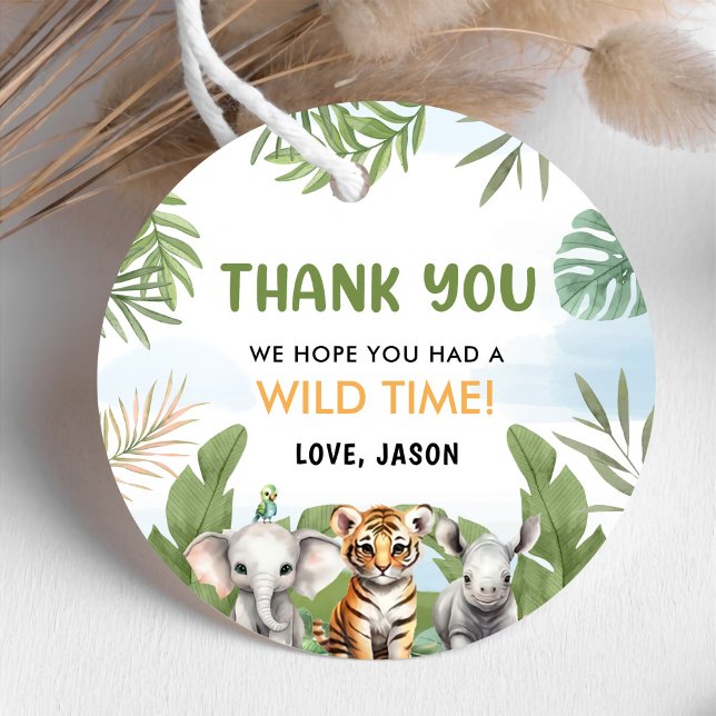 Étiquettes Cadeau Safari Wild One 1st Boy Birthday (Créateur téléchargé)