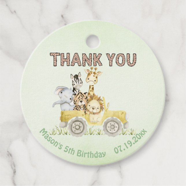 Étiquettes Cadeau Safari Wild One Aquarelle Anniversaire (Devant)