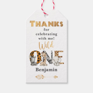 Étiquettes-cadeau Safari Wild One Birthday Merci Gift Tags