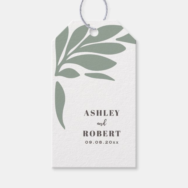 Étiquettes-cadeau Sage and Blush Tropical Abstract Floral Wedding (Devant)