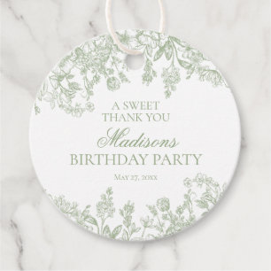 Étiquettes Cadeau Sage Chinoiserie Vintage Floral Birthday Circle