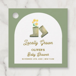 Étiquettes Cadeau Sage Green Baby shower de bottes florales cultivée