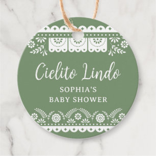 Étiquettes Cadeau Sage Green Cielito Lindo Talavera Mexicaine Baby S