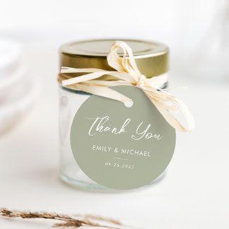 Étiquettes Cadeau Sage Green Elegant Mariage de calligraphie