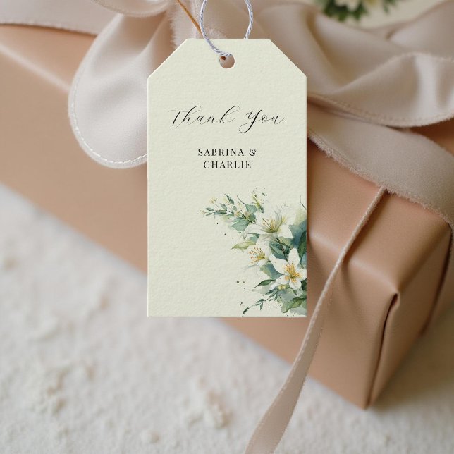 Étiquettes-cadeau Sage Green Lily Valley Elegant Floral (Créateur téléchargé)