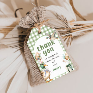 Étiquettes-cadeau Sage Green Lucky Duck Balloon Anniversaire Balises