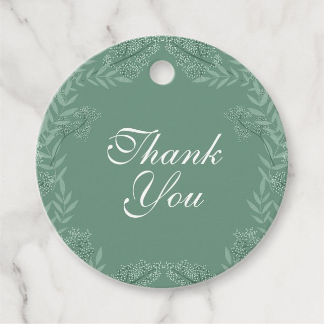 Étiquettes Cadeau Sage Green Mariage Vintage Botanique (Devant)